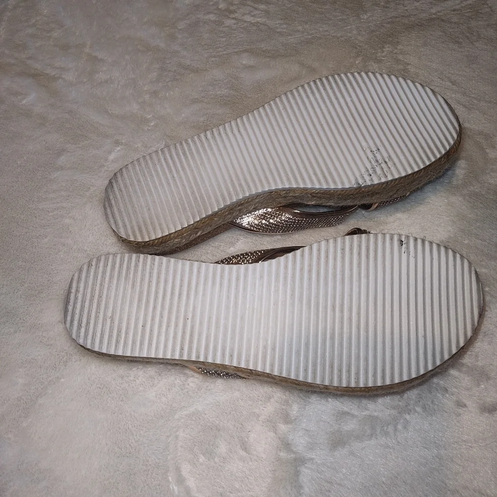 SHEIN Women Criss Cross Rhinestone Decor Espadrille Sole Sandals Size 8